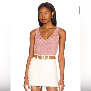 Revolve John + Jenn Peta Crochet Tank Top XS V Neck Rainbow Prism Granny Knit